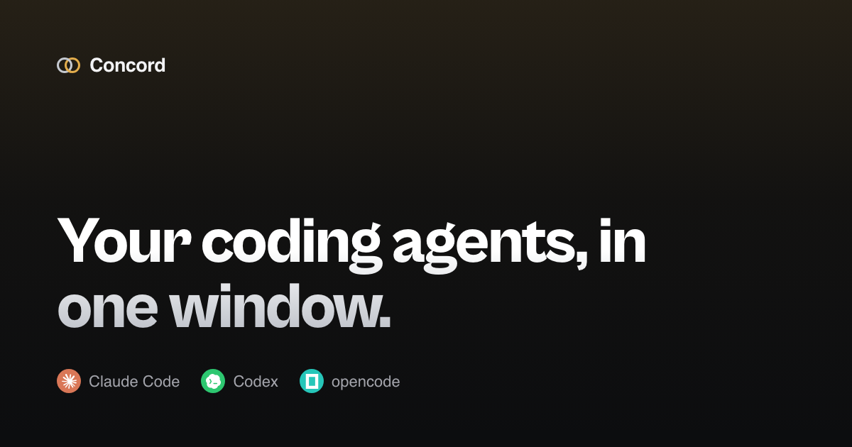 Concord, your coding agents, in one window