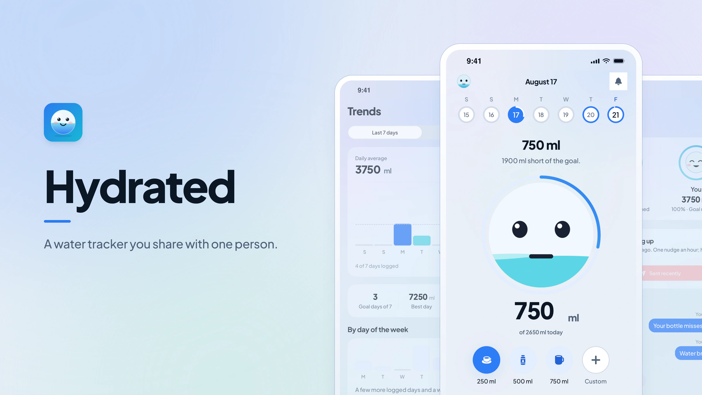Hydrated, a water tracker you share with one person